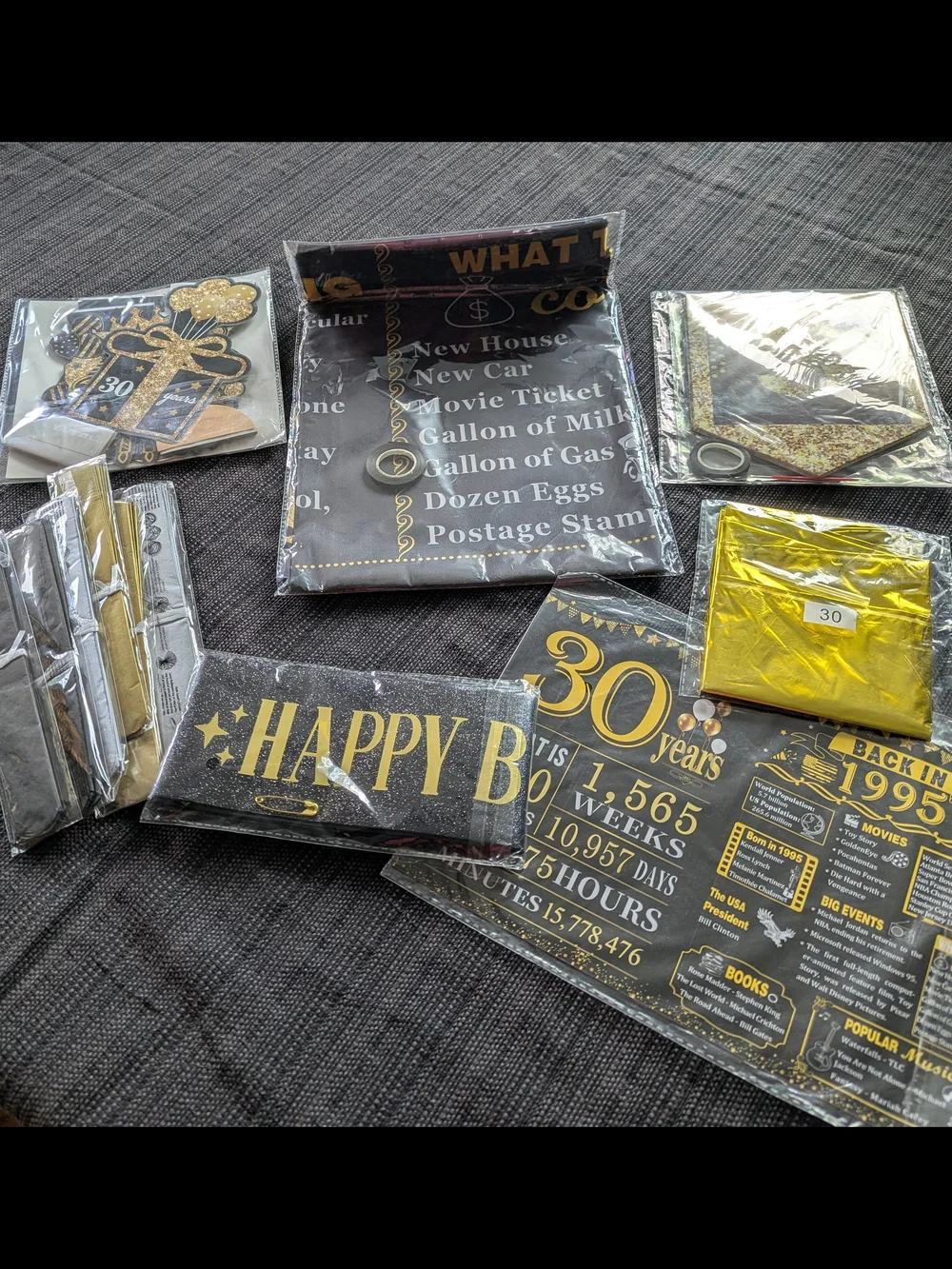 30th Birthday Gold Sash - Party Decoration